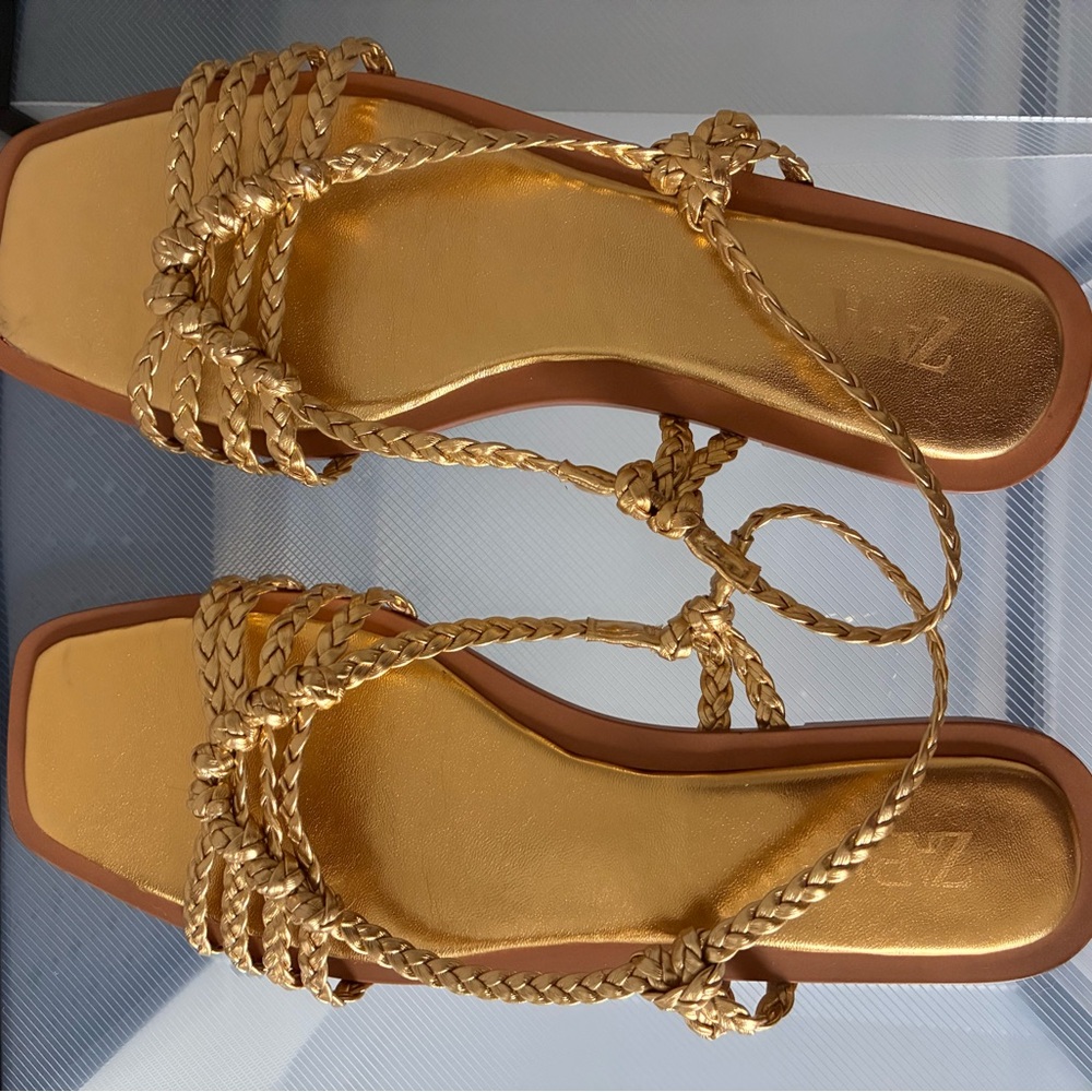 Zara Gold Braided Sandals